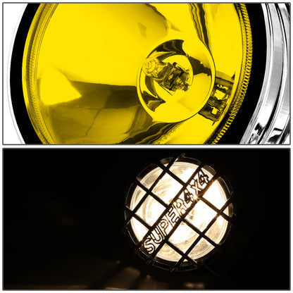 FAROS DE NIEBLA UNIVERSAL - ROUND - 6 INCH SUPER 4X4 - W/ SWITCH - H3 BULB - AMBER / CHROME