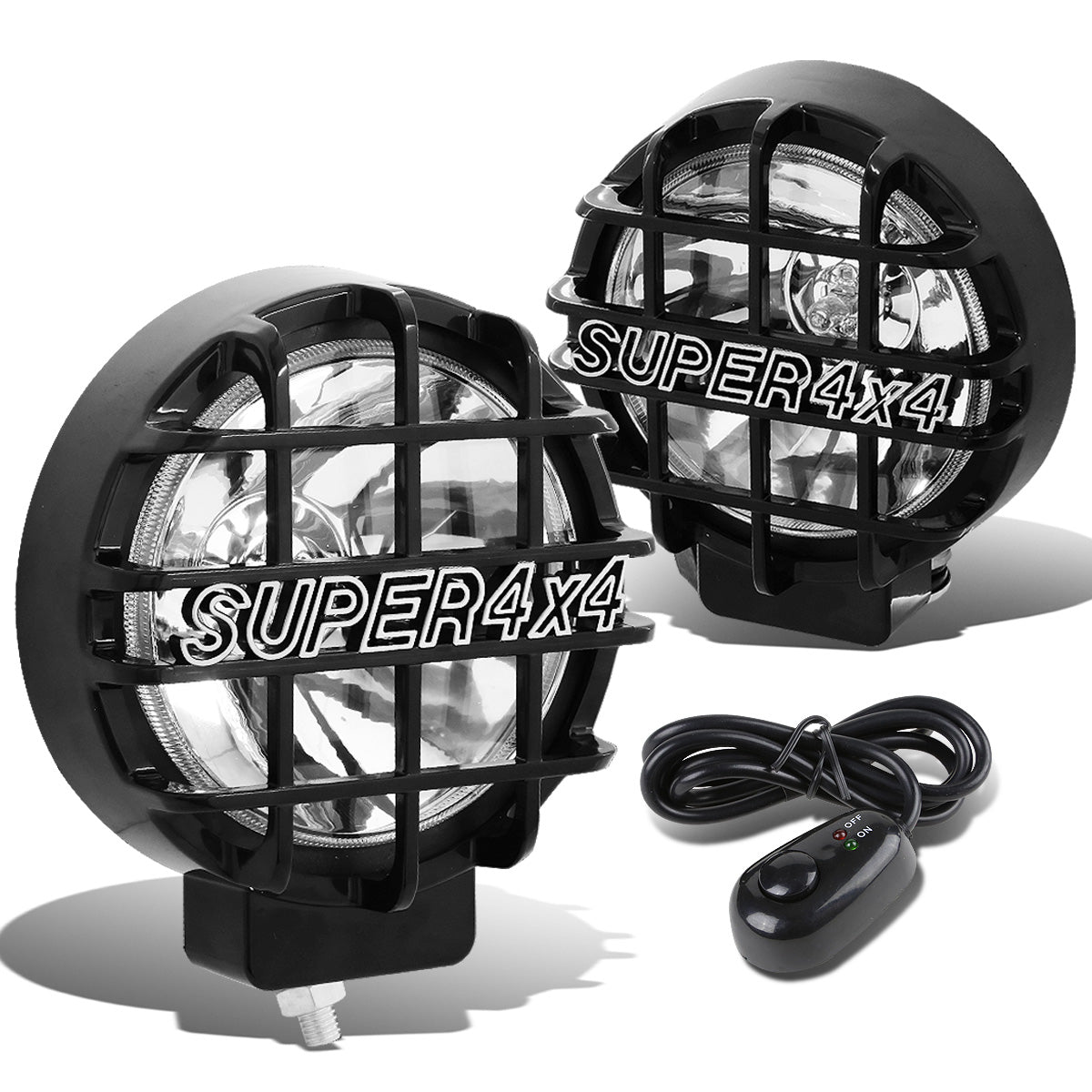 FAROS DE NIEBLA UNIVERSAL - ROUND - 6 INCH SUPER 4X4 - W/ SWITCH - H3 BULB - CHROME / BLACK