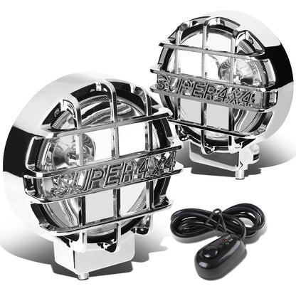 FAROS DE NIEBLA UNIVERSAL - ROUND - 6 INCH SUPER 4X4 - W/ SWITCH - H3 BULB - CHROME / CHROME