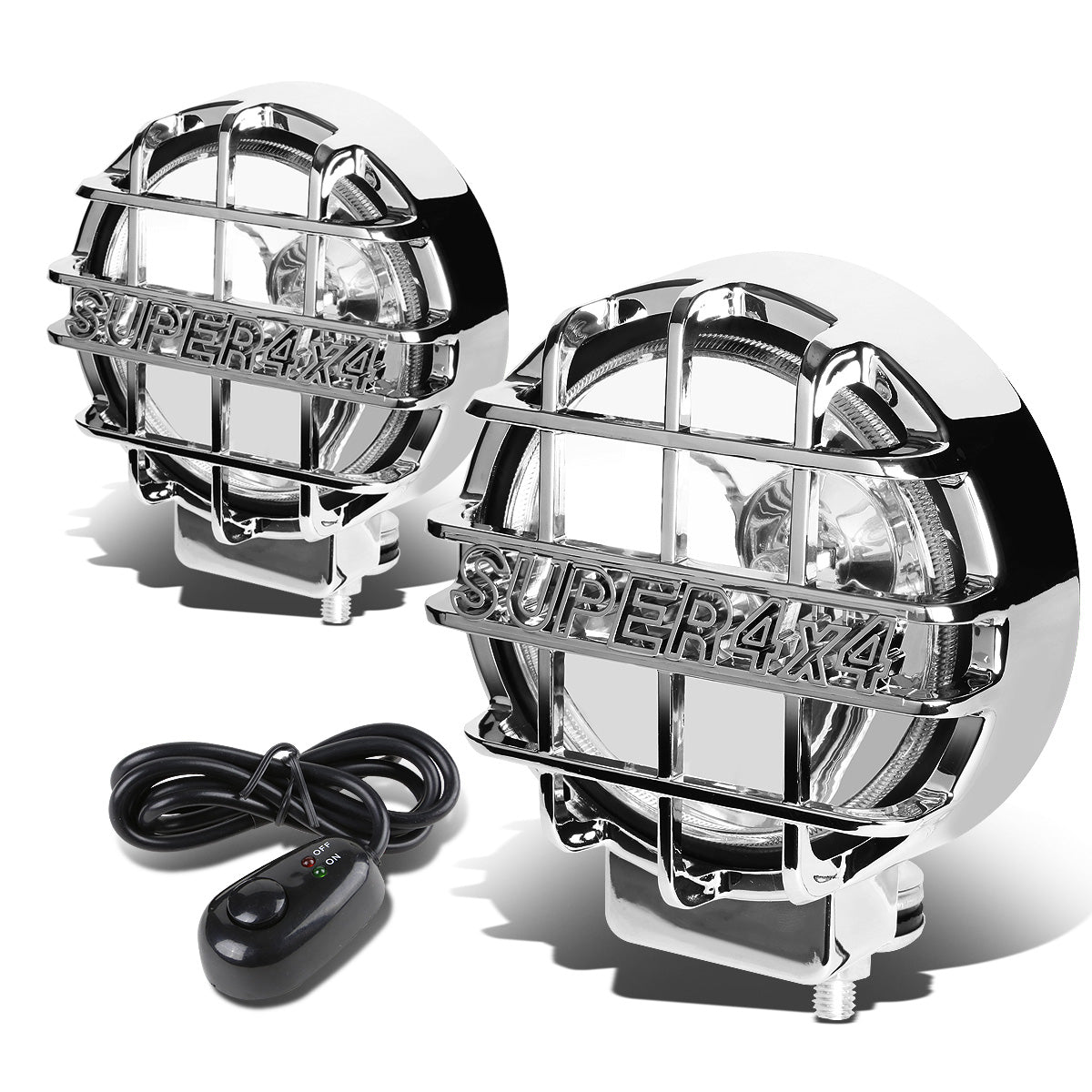 FAROS DE NIEBLA UNIVERSAL - ROUND - 6 INCH SUPER 4X4 - W/ SWITCH - H3 BULB - CHROME / CHROME