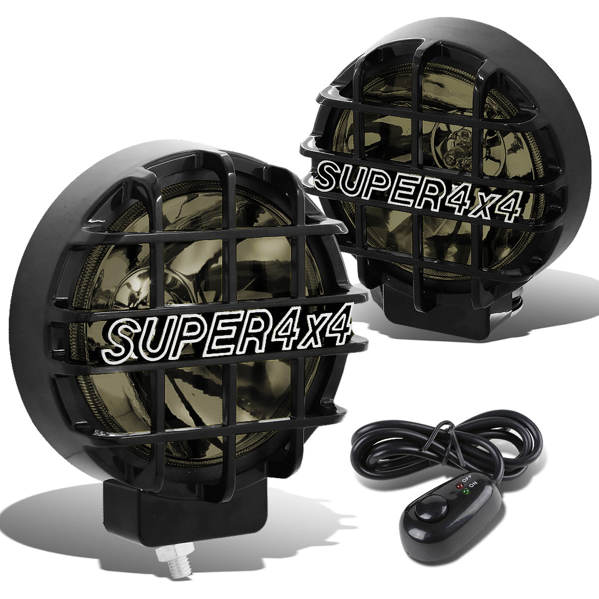FAROS DE NIEBLA UNIVERSAL - ROUND - 6 INCH SUPER 4X4 - W/ SWITCH - H3 BULB - SMOKE / BLACK