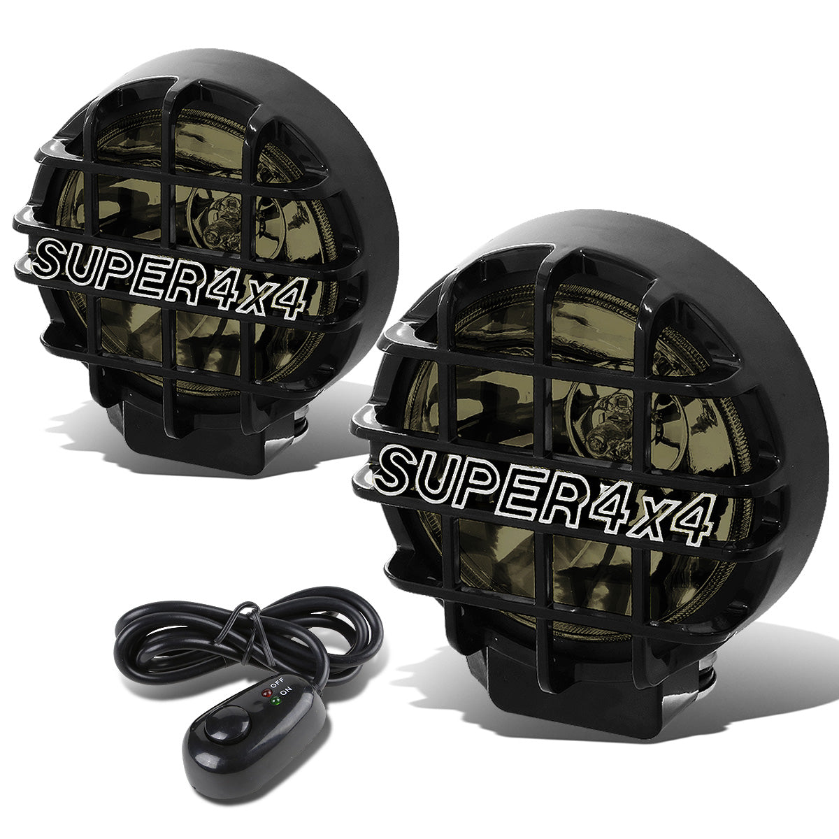 FAROS DE NIEBLA UNIVERSAL - ROUND - 6 INCH SUPER 4X4 - W/ SWITCH - H3 BULB - SMOKE / BLACK