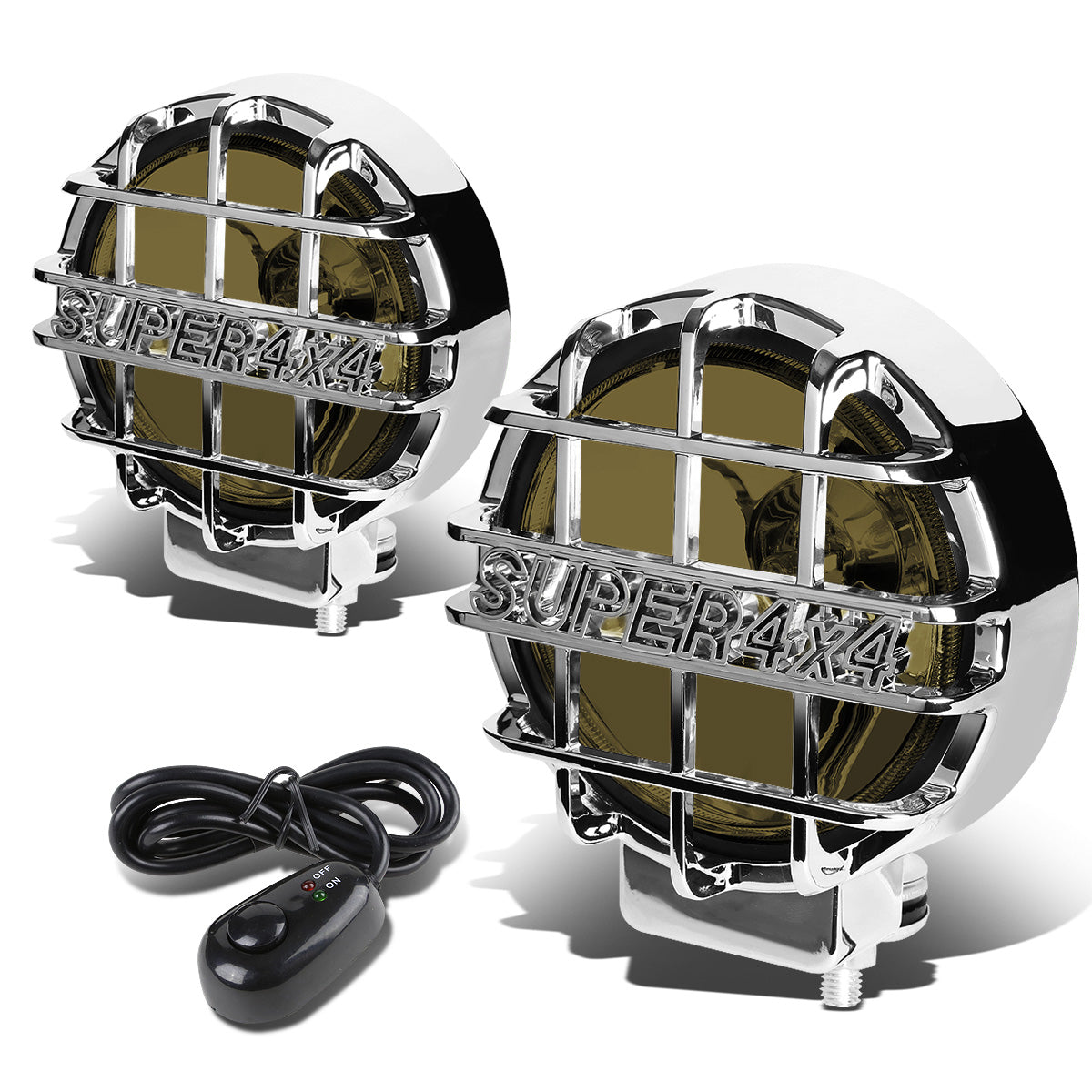 FAROS DE NIEBLA UNIVERSAL - ROUND - 6 INCH SUPER 4X4 - W/ SWITCH - H3 BULB - SMOKE / CHROME