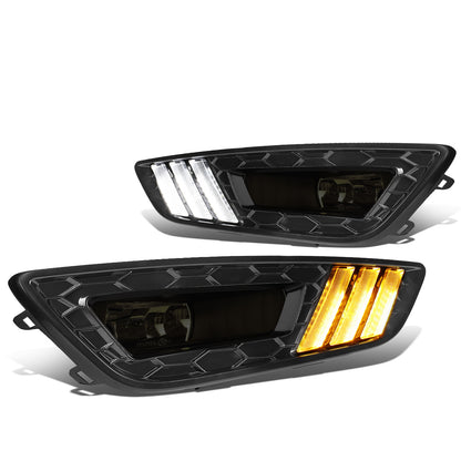 FAROS DE NIEBLA 15-17 FORD FOCUS 4-DR - DOES NOT FIT ELECTRIC MODELS - LED DRL - W/ BEZEL - NO SWITCH - BLACK / SMOKE