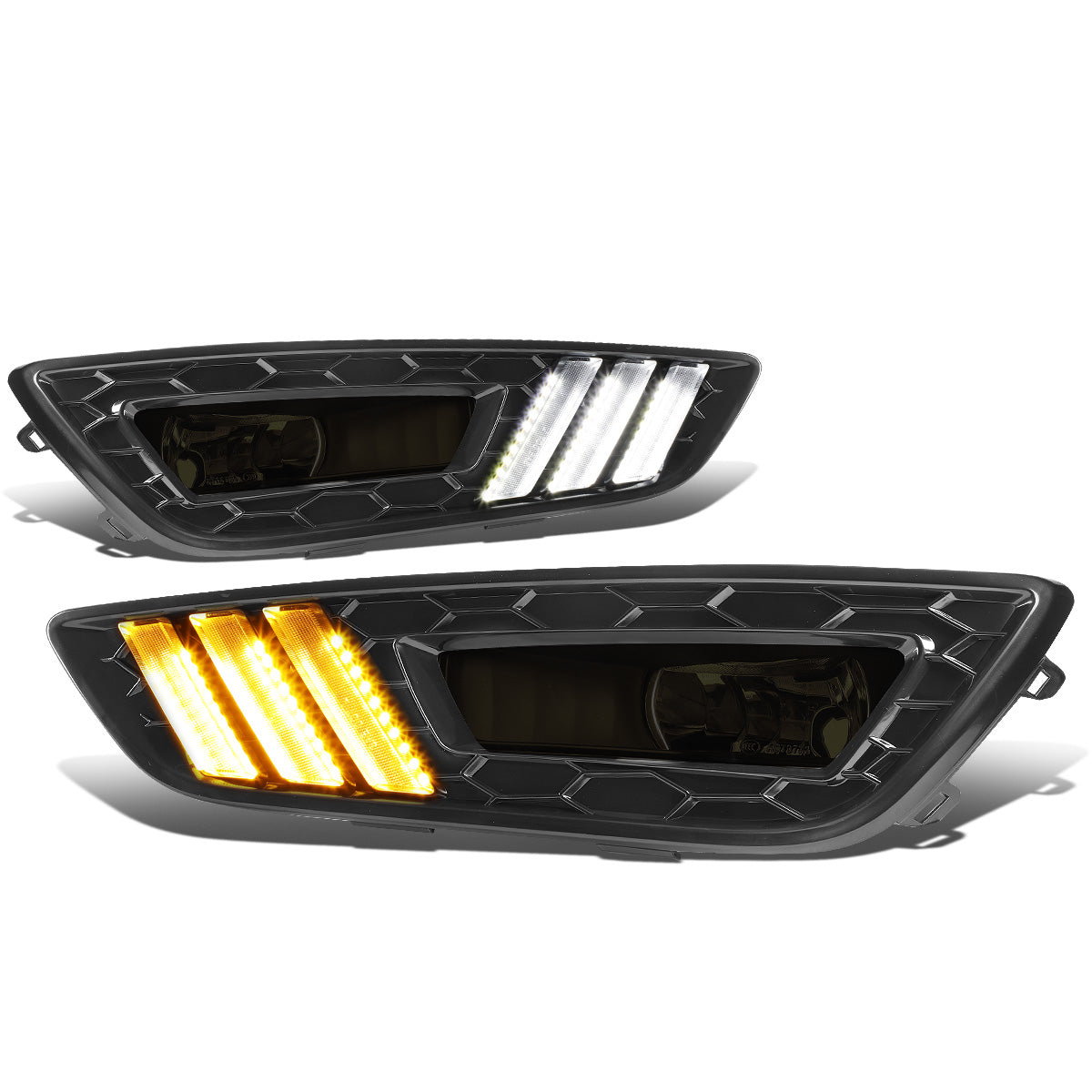 FAROS DE NIEBLA 15-17 FORD FOCUS 4-DR - DOES NOT FIT ELECTRIC MODELS - LED DRL - W/ BEZEL - NO SWITCH - BLACK / SMOKE