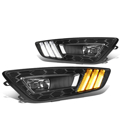 FAROS DE NIEBLA 15-17 FORD FOCUS 4-DR - DOES NOT FIT ELECTRIC MODELS - LED DRL - W/ BEZEL - NO SWITCH - BLACK / WHITE