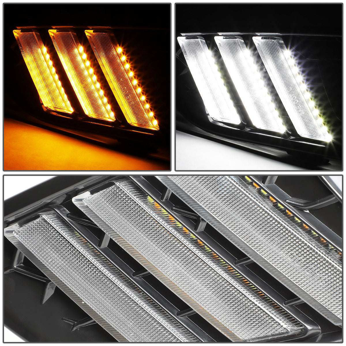 FAROS DE NIEBLA 15-17 FORD FOCUS 4-DR - DOES NOT FIT ELECTRIC MODELS - LED DRL - W/ BEZEL - NO SWITCH - BLACK / WHITE