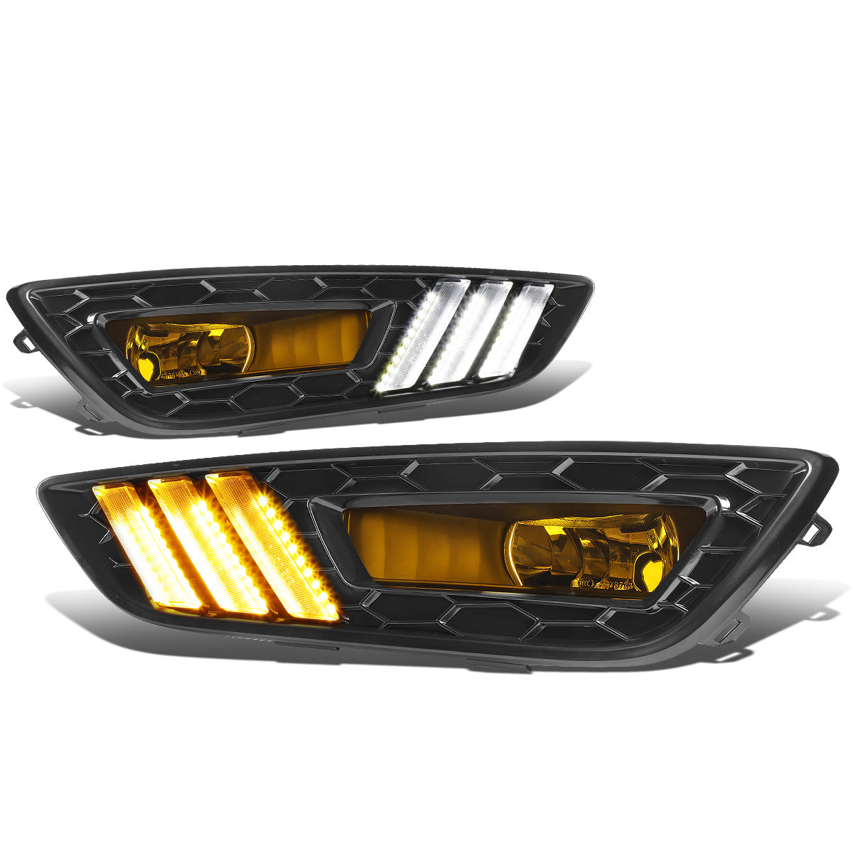 FAROS DE NIEBLA 15-17 FORD FOCUS 4-DR - DOES NOT FIT ELECTRIC MODELS - LED DRL - W/ BEZEL - NO SWITCH - BLACK / YELLOW