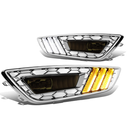FAROS DE NIEBLA 15-17 FORD FOCUS 4-DR - DOES NOT FIT ELECTRIC MODELS - LED DRL - W/ BEZEL - NO SWITCH - CHROME / SMOKE