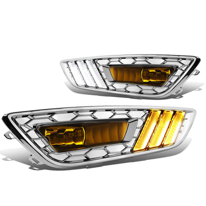 FAROS DE NIEBLA 15-17 FORD FOCUS 4-DR - DOES NOT FIT ELECTRIC MODELS - LED DRL - W/ BEZEL - NO SWITCH - CHROME / YELLOW