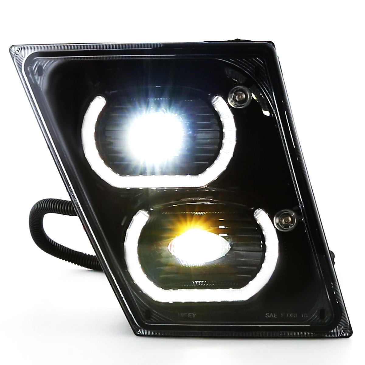 FAROS DE NIEBLA 04-18 VOLVO VN VNL 300, 400, 430, 630, 740, 760, 860 - HALO DRL WILL REQUIRE WIRING TO EXISTING LIGHTING - BLACK