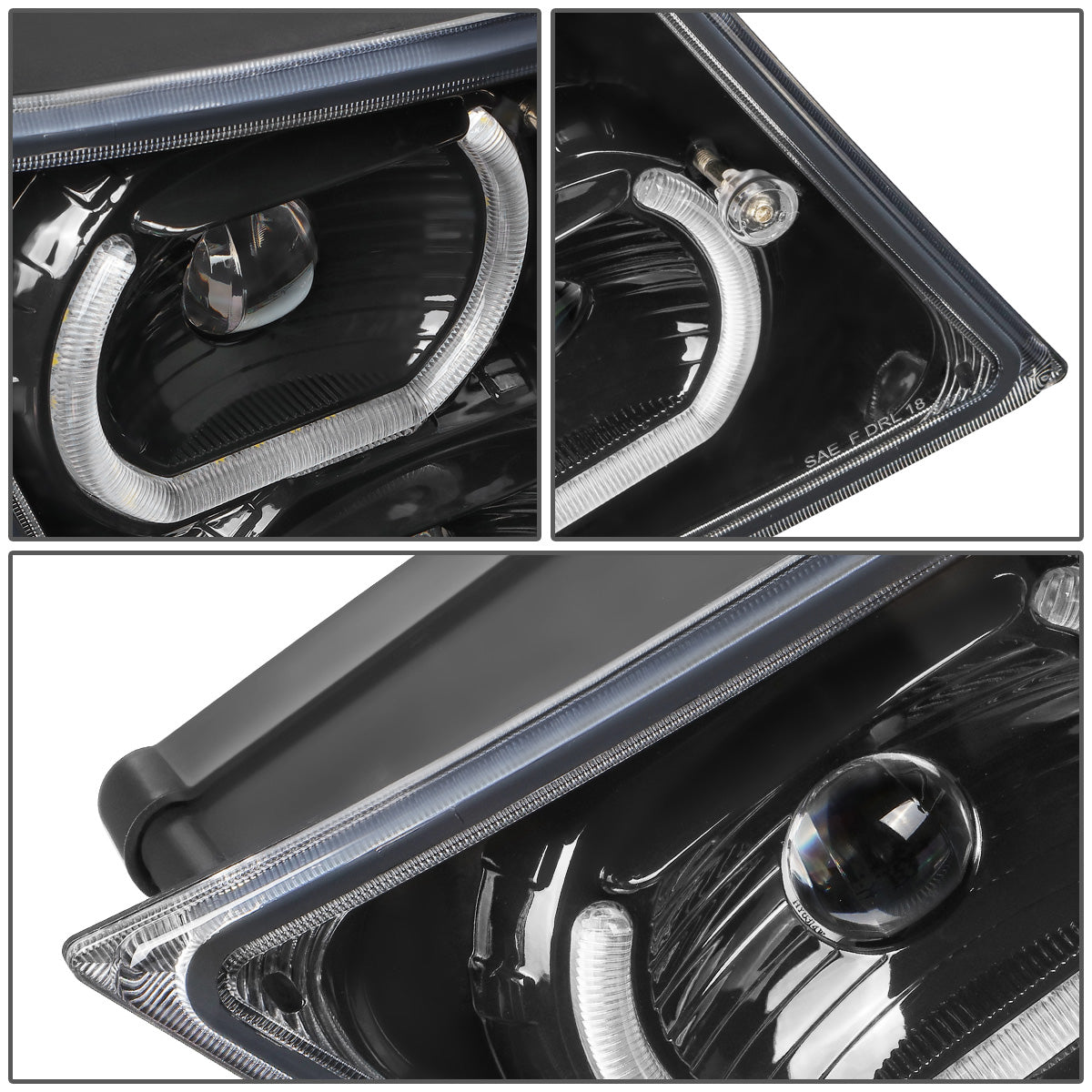 FAROS DE NIEBLA 04-18 VOLVO VN VNL 300, 400, 430, 630, 740, 760, 860 - HALO DRL WILL REQUIRE WIRING TO EXISTING LIGHTING - BLACK