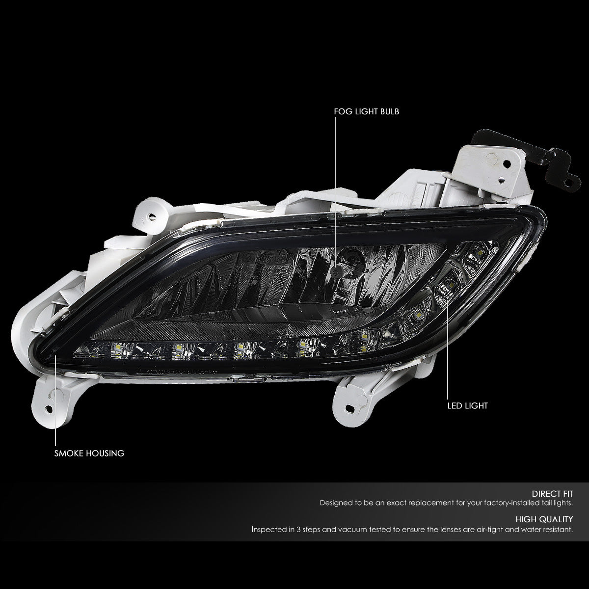 FAROS DE NIEBLA 12-16 HYUNDAI VELOSTER 3-DR - LED DRL - W/ SWITCH - 881 BULB - SMOKE