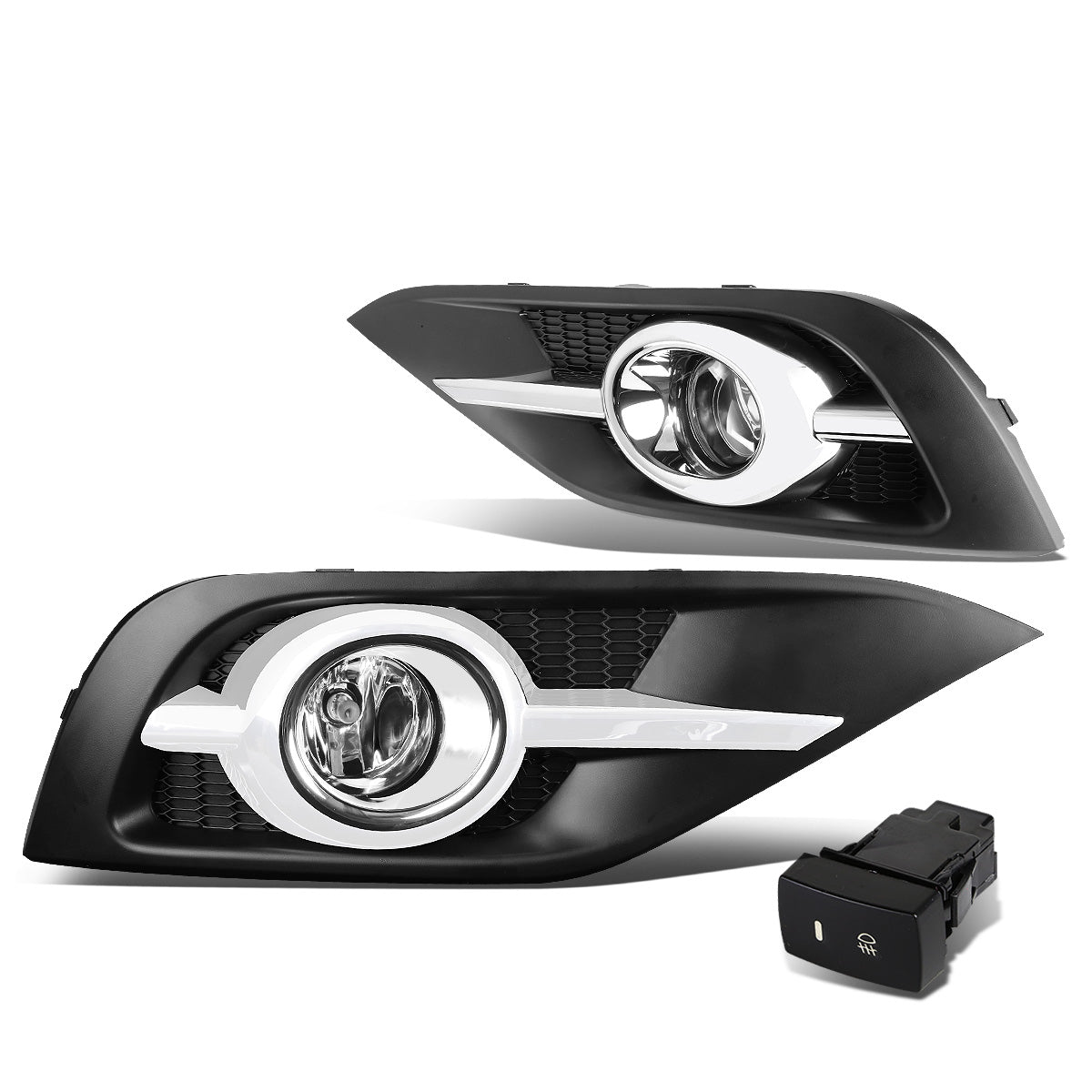 FAROS DE NIEBLA 12-14 HONDA CRV - CHROME TRIM W/ SWITCH - H11 BULB - CLEAR