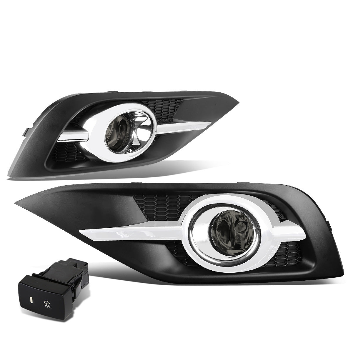 FAROS DE NIEBLA 12-14 HONDA CRV - CHROME TRIM W/ SWITCH - H11 BULB - SMOKE