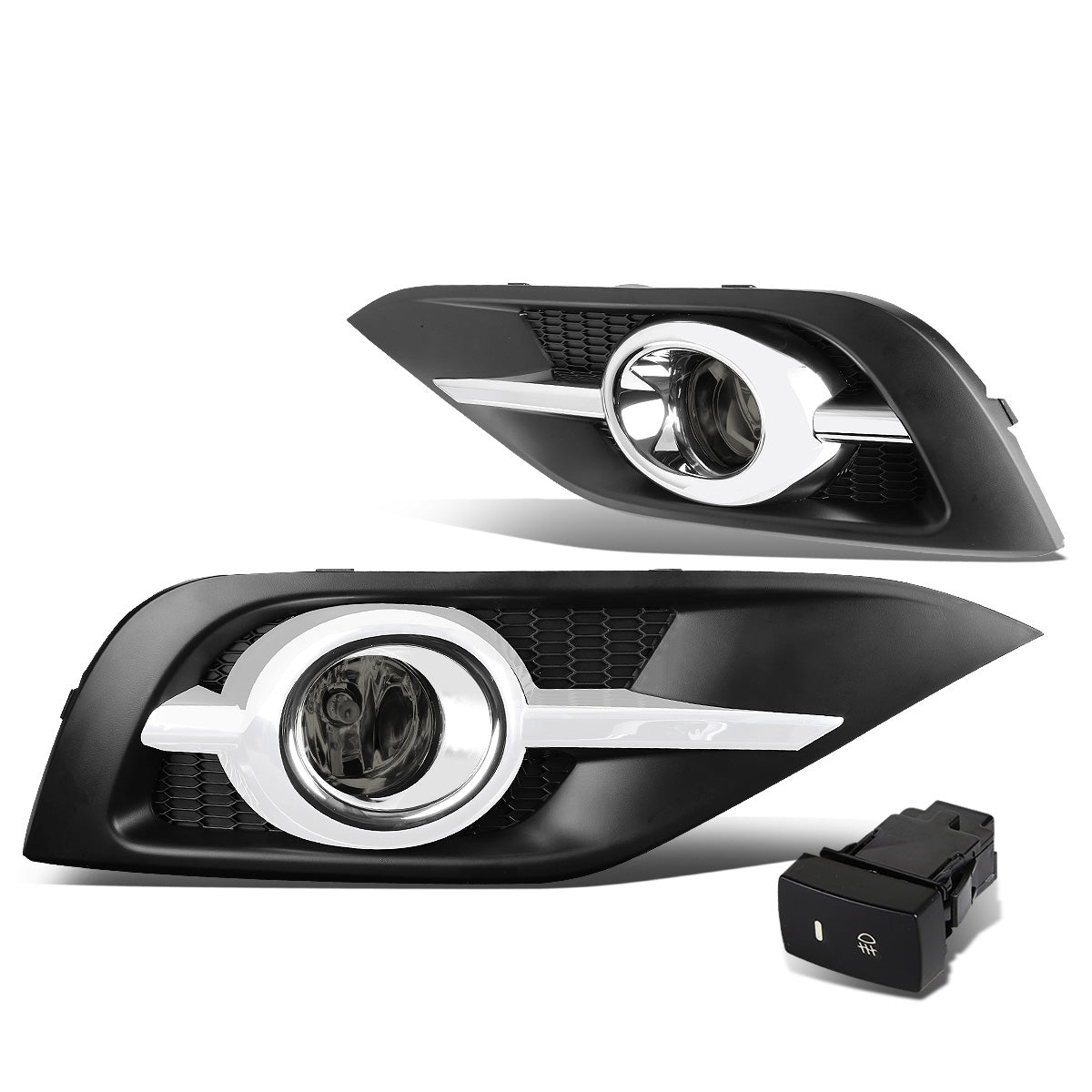 FAROS DE NIEBLA 12-14 HONDA CRV - CHROME TRIM W/ SWITCH - H11 BULB - SMOKE