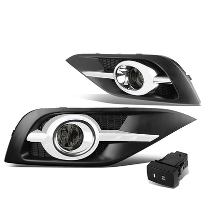 FAROS DE NIEBLA 12-14 HONDA CRV - CHROME TRIM W/ SWITCH - H11 BULB - SMOKE