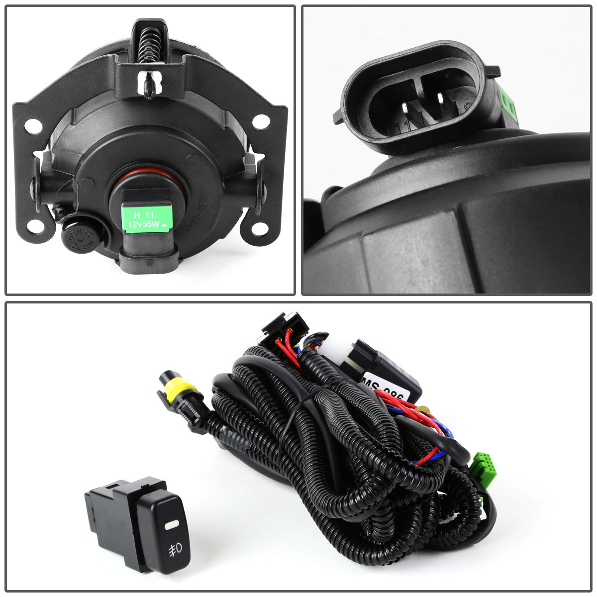 FAROS DE NIEBLA 10-15 MITSUBISHI OUTLANDER / 11-15 OUTLANDER SPORT , RVR - WITH SWITCH - H11 BULB - CHROME / CLEAR