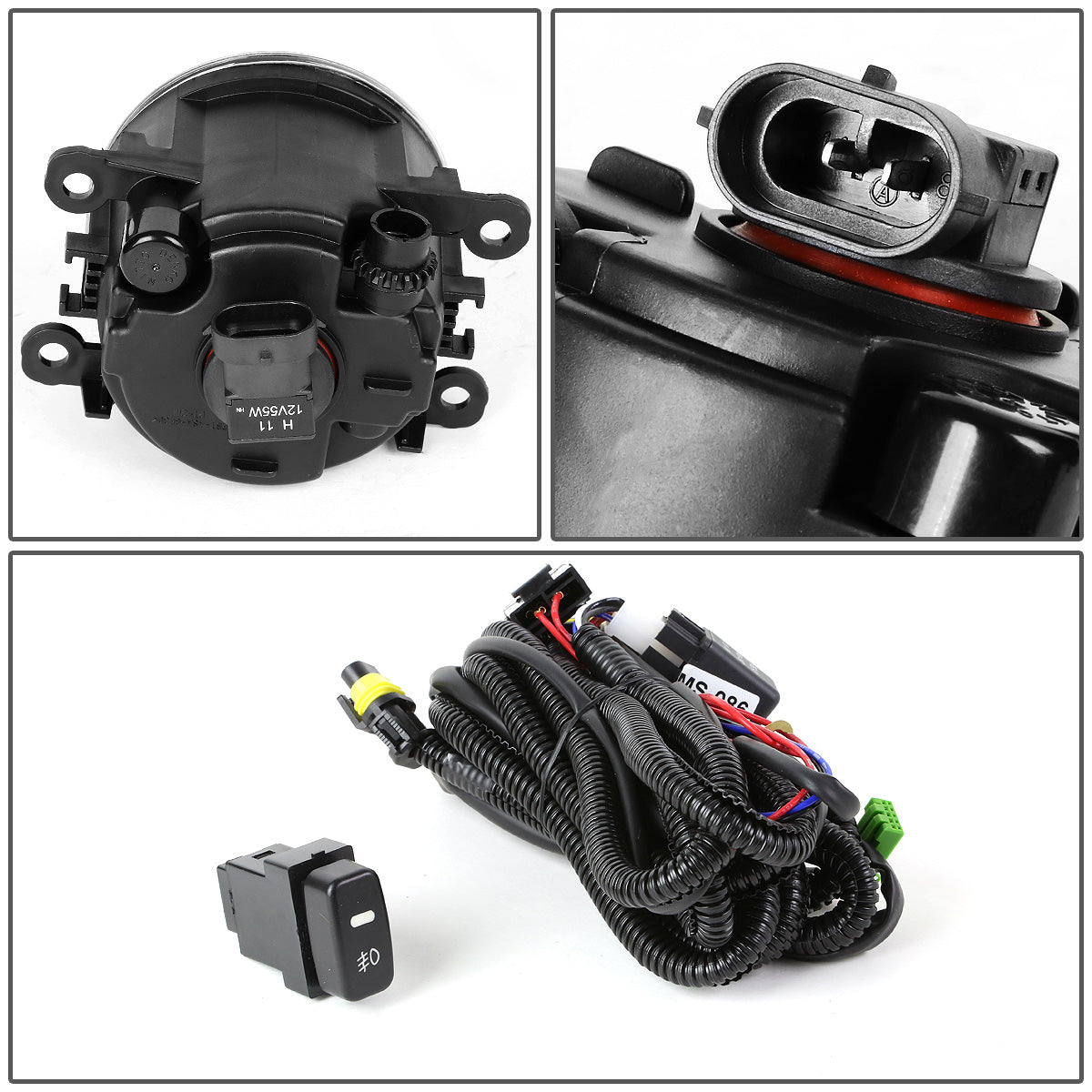 FAROS DE NIEBLA 10-14 MITSUBISHI MONTERO / 10-15 MITSUBISHI MONTERO SPORT - WITH SWITCH - H11 BULB - CHROME / CLEAR
