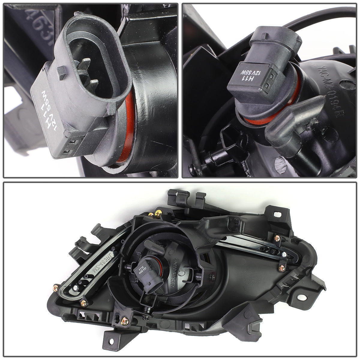 FAROS DE NIEBLA 14-16 MAZDA 6 - WITH SWITCH, BLACK BEZEL - H11 BULB - CHROME / CLEAR