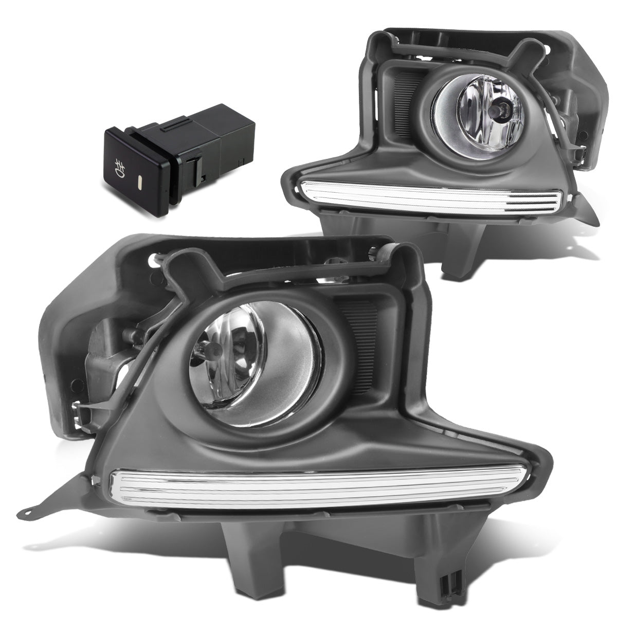 FAROS DE NIEBLA 14-16 TOYOTA HIGHLANDER - WITH SWITCH, BEZEL - H11 BULB - CHROME / CLEAR