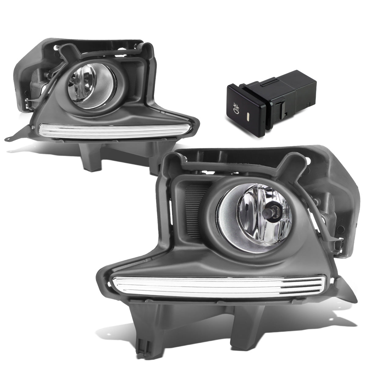 FAROS DE NIEBLA 14-16 TOYOTA HIGHLANDER - WITH SWITCH, BEZEL - H11 BULB - CHROME / CLEAR