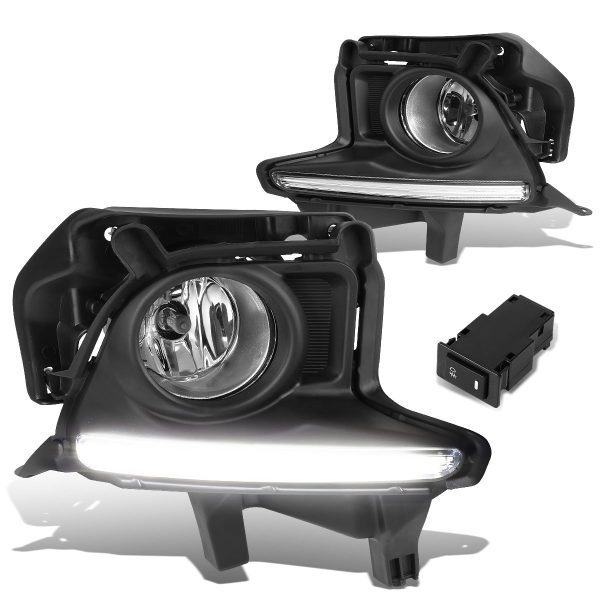 FAROS DE NIEBLA 14-16 TOYOTA HIGHLANDER - WITH SWITCH, BLACK BEZEL - H11 BULB - CHROME / CLEAR