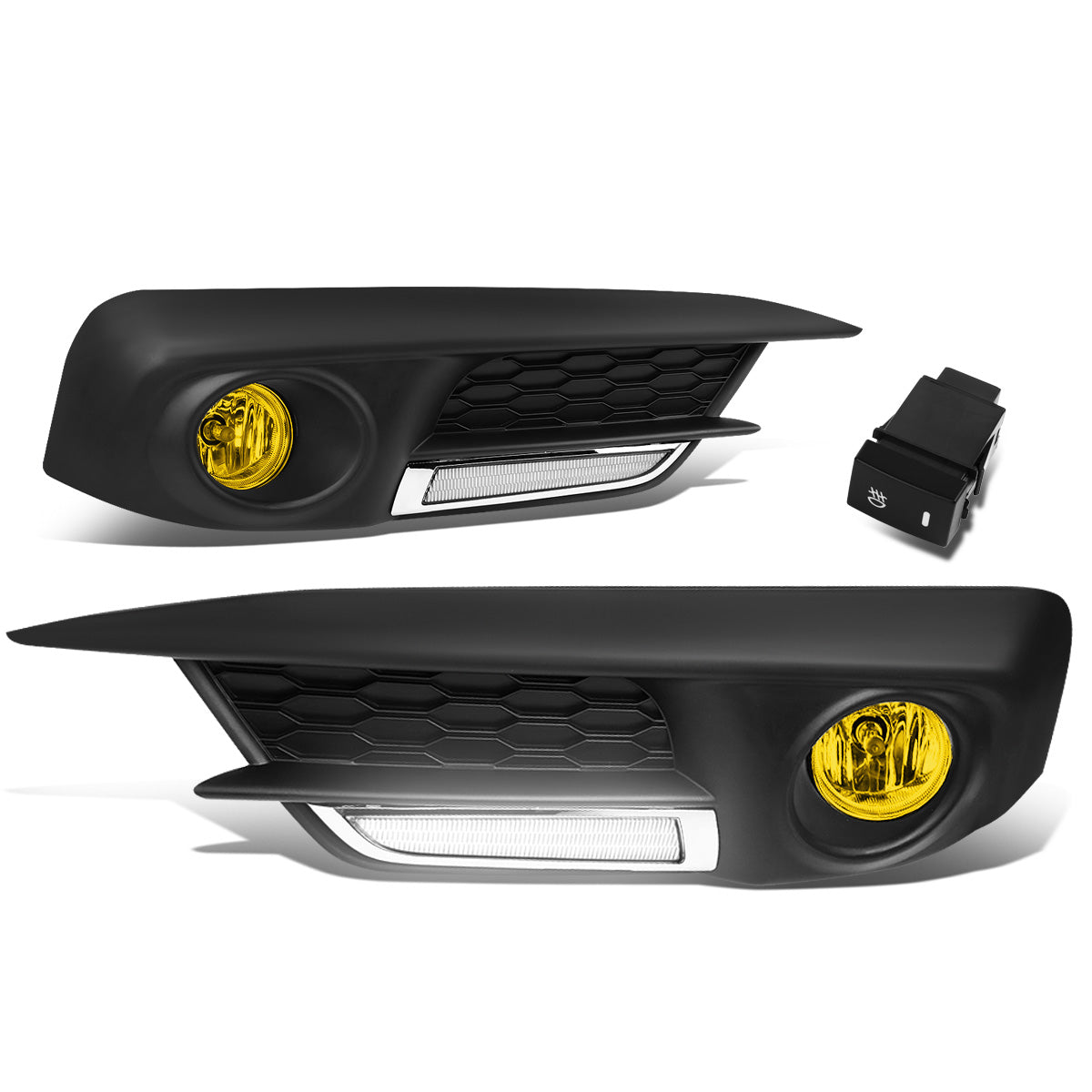 FAROS DE NIEBLA 16-17 HONDA CIVIC SEDAN, COUPE - DOES NOT FIT HATCHBACK OR TOURING MODELS - WITH SWITCH - LED DRL BEZEL - H8 BULB - AMBER