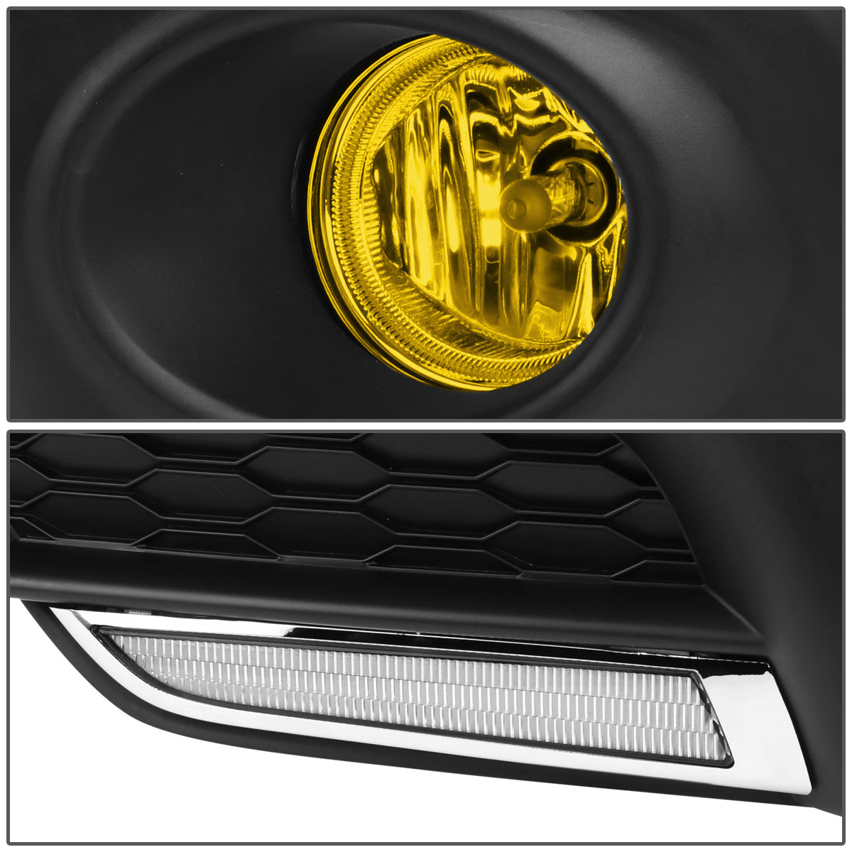 FAROS DE NIEBLA 16-17 HONDA CIVIC SEDAN, COUPE - DOES NOT FIT HATCHBACK OR TOURING MODELS - WITH SWITCH - LED DRL BEZEL - H8 BULB - AMBER