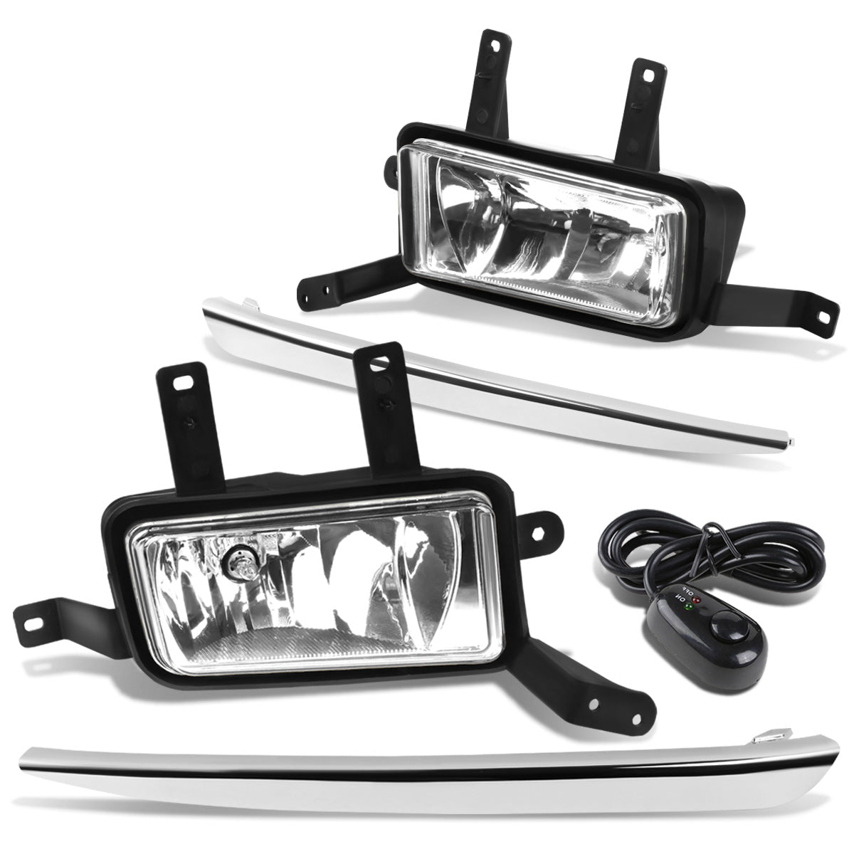 FAROS DE NIEBLA 15-20 CHEVY TAHOE, SUBURBAN / 16-19 SUBURBAN 3500HD - WITH SWITCH, CHROME TRIM BEZEL - 5202 BULB - CHROME / CLEAR