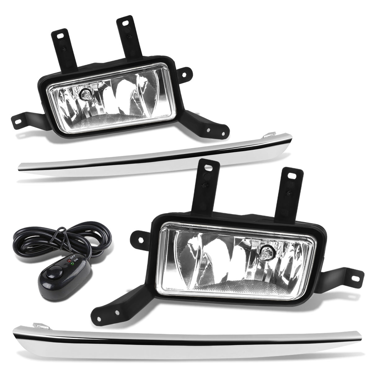 FAROS DE NIEBLA 15-20 CHEVY TAHOE, SUBURBAN / 16-19 SUBURBAN 3500HD - WITH SWITCH, CHROME TRIM BEZEL - 5202 BULB - CHROME / CLEAR