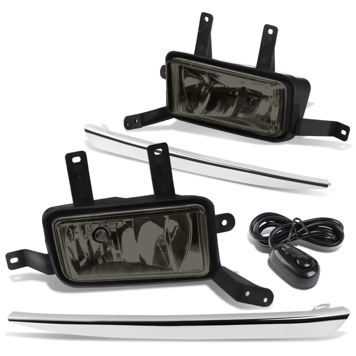 FAROS DE NIEBLA 15-20 CHEVY TAHOE, SUBURBAN / 16-19 SUBURBAN 3500HD - WITH SWITCH, CHROME TRIM BEZEL - 5202 BULB - SMOKE