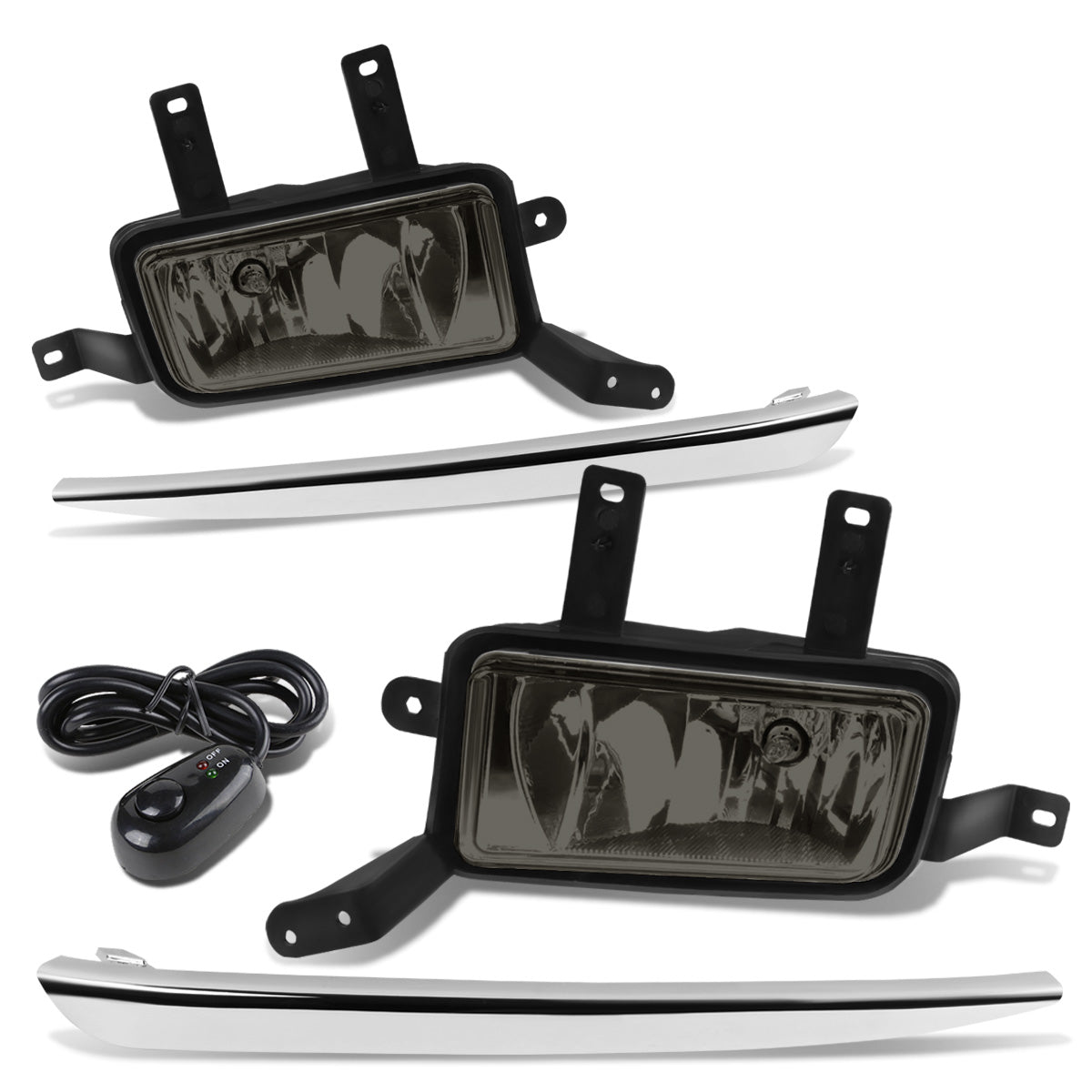 FAROS DE NIEBLA 15-20 CHEVY TAHOE, SUBURBAN / 16-19 SUBURBAN 3500HD - WITH SWITCH, CHROME TRIM BEZEL - 5202 BULB - SMOKE