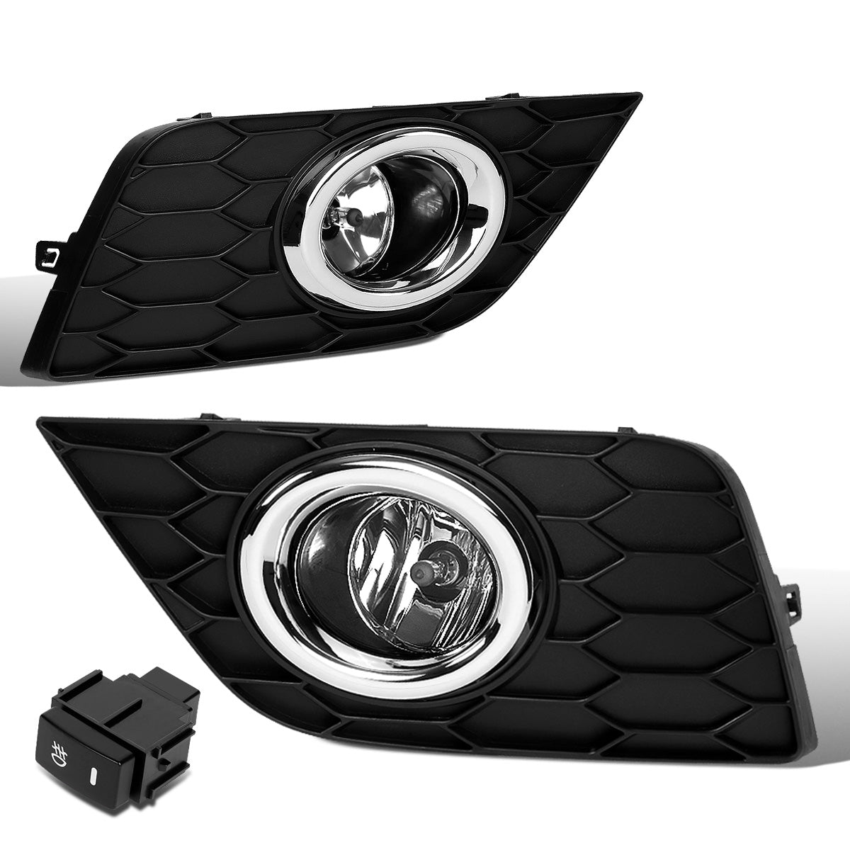 FAROS DE NIEBLA 16-19 NISSAN SENTRA - DOES NOT FIT NISMO MODEL - WITH SWITCH, BLACK BEZEL - CHROME / CLEAR