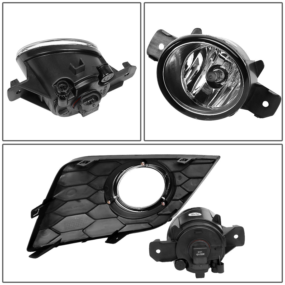 FAROS DE NIEBLA 16-19 NISSAN SENTRA - DOES NOT FIT NISMO MODEL - WITH SWITCH, BLACK BEZEL - CHROME / CLEAR