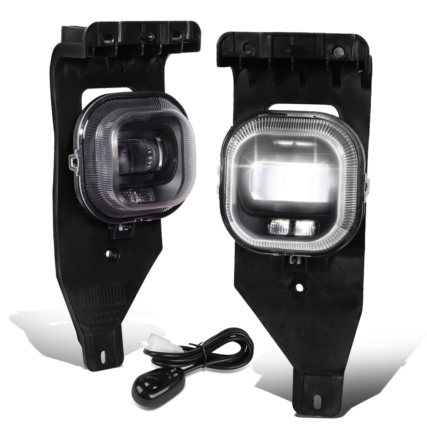FAROS DE NIEBLA 05-07 FORD F-250, F-350, F-450, F-550 SUPER DUTY / 2005 EXCURSION - PROJECTOR LED - WITH SWITCH, BLACK BEZEL - CHROME / CLEAR