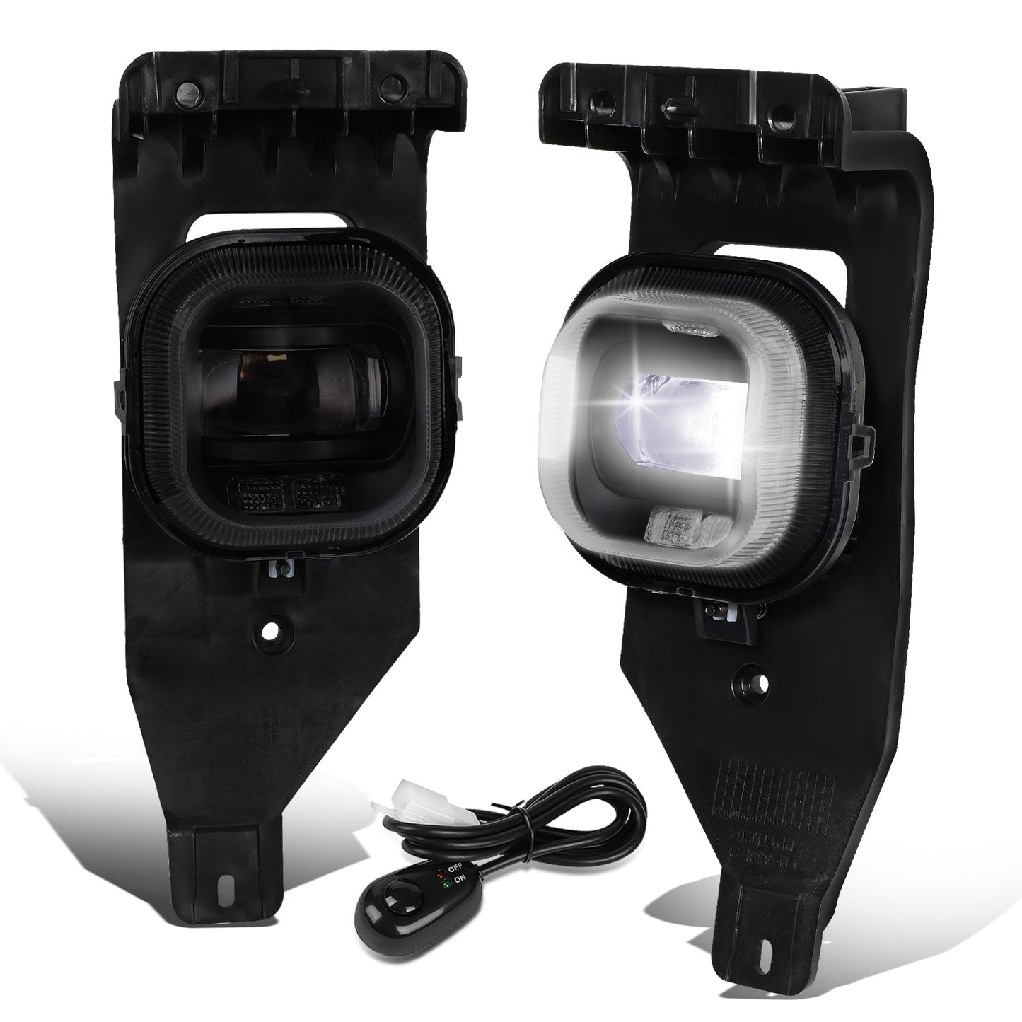 FAROS DE NIEBLA 05-07 FORD F-250, F-350, F-450, F-550 SUPER DUTY / 2005 EXCURSION - PROJECTOR LED - WITH SWITCH, BLACK BEZEL - SMOKE