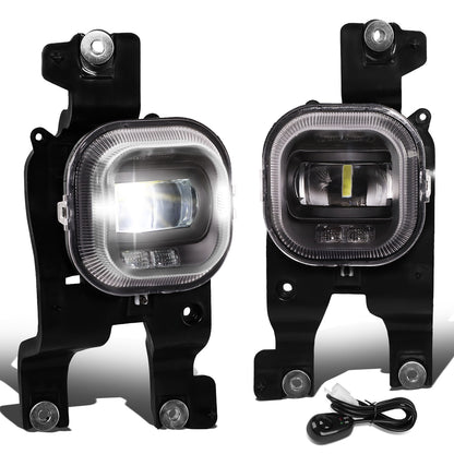 FAROS DE NIEBLA 08-10 FORD F-250, F-350, F-450, F-550 SUPER DUTY - PROJECTOR LED - WITH SWITCH, BLACK BEZEL - CHROME / CLEAR