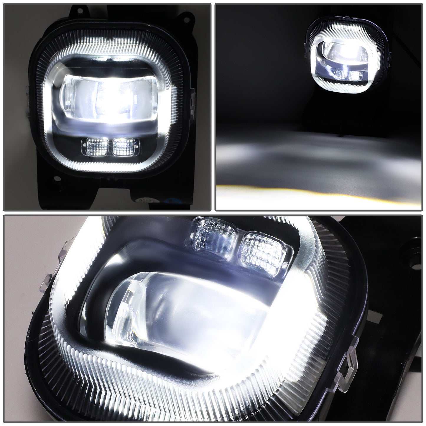 FAROS DE NIEBLA 08-10 FORD F-250, F-350, F-450, F-550 SUPER DUTY - PROJECTOR LED - WITH SWITCH, BLACK BEZEL - CHROME / CLEAR