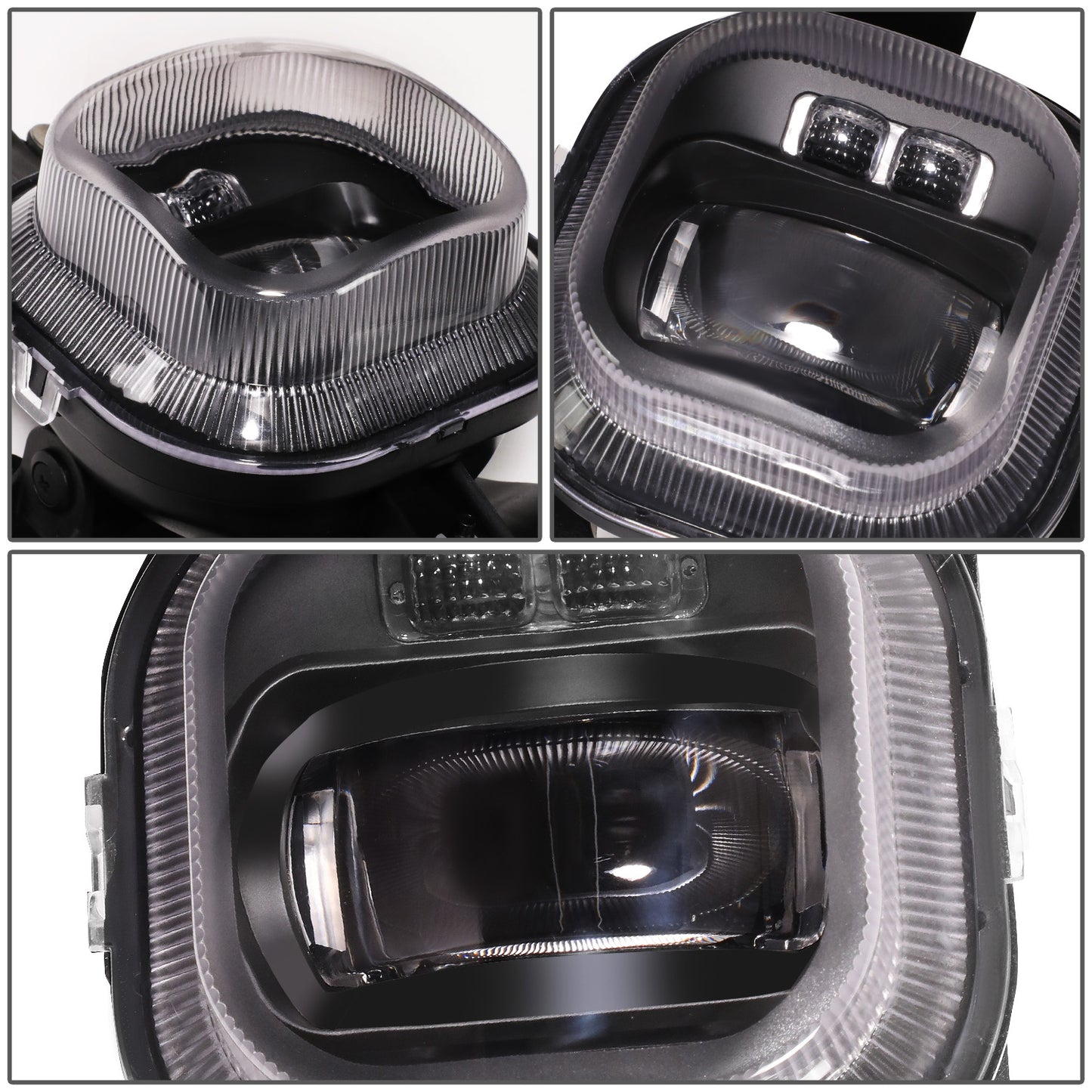 FAROS DE NIEBLA 08-10 FORD F-250, F-350, F-450, F-550 SUPER DUTY - PROJECTOR LED - WITH SWITCH, BLACK BEZEL - CHROME / CLEAR