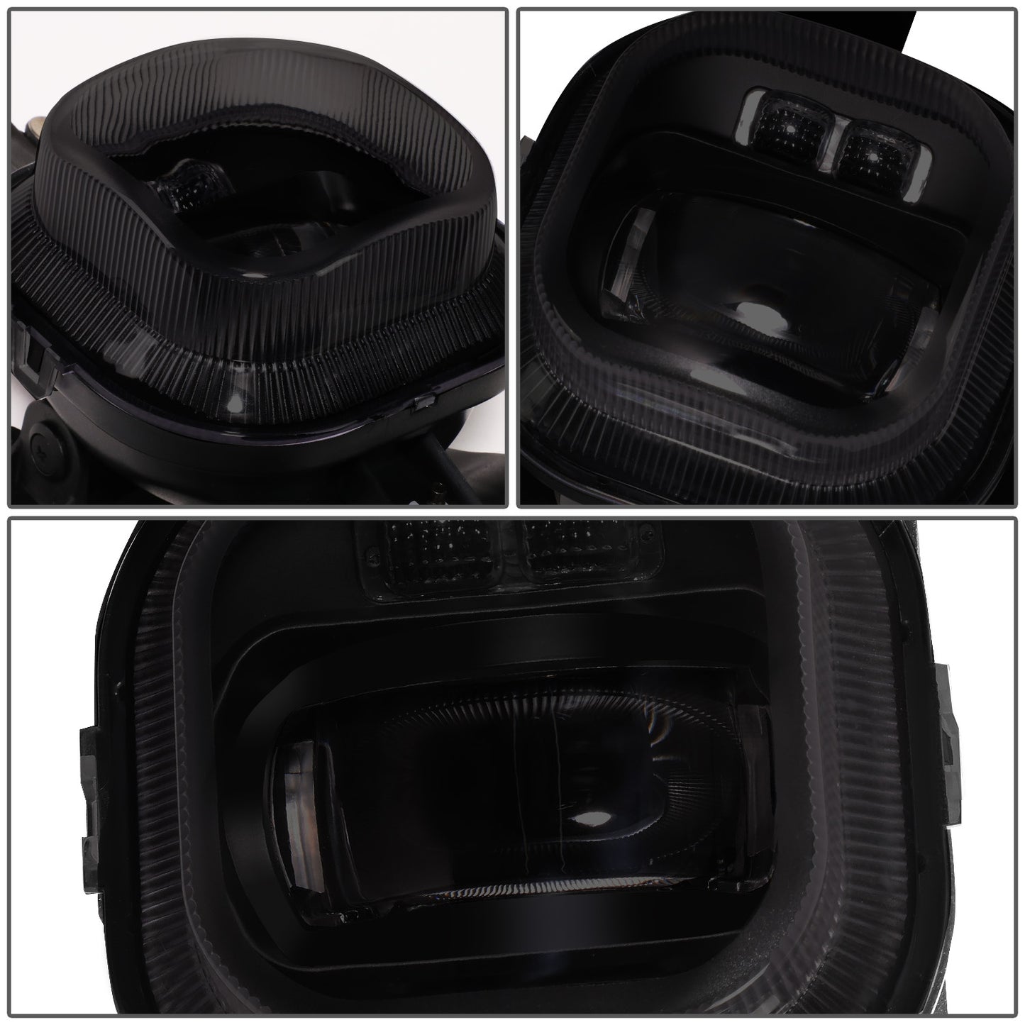 FAROS DE NIEBLA 08-10 FORD F-250, F-350, F-450, F-550 SUPER DUTY - PROJECTOR LED - WITH SWITCH, BLACK BEZEL - SMOKE