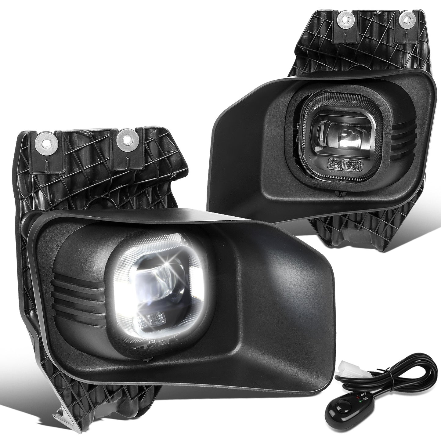 FAROS DE NIEBLA 11-16 FORD F-250, F-350, F-450, F-550 SUPER DUTY - PROJECTOR LED - WITH SWITCH, BLACK BEZEL - CHROME / CLEAR