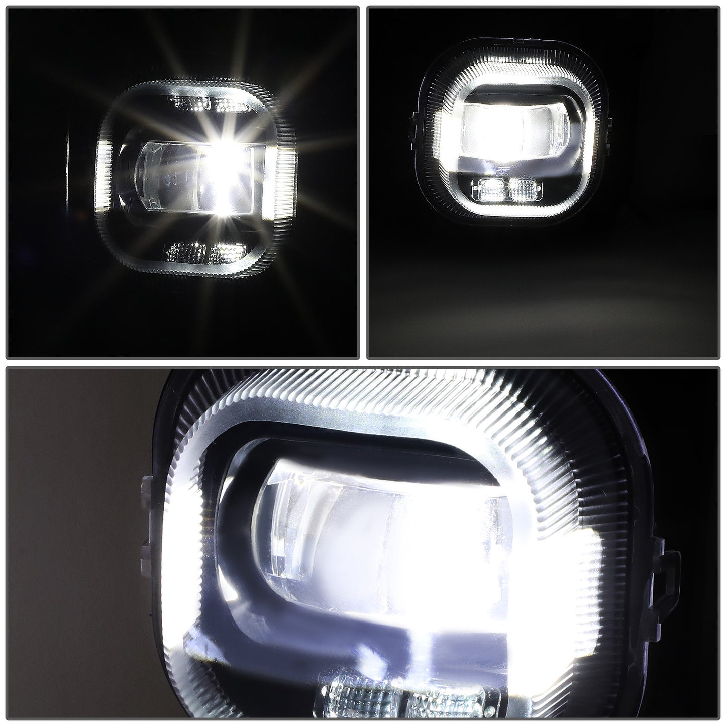 FAROS DE NIEBLA 11-16 FORD F-250, F-350, F-450, F-550 SUPER DUTY - PROJECTOR LED - WITH SWITCH, BLACK BEZEL - CHROME / CLEAR