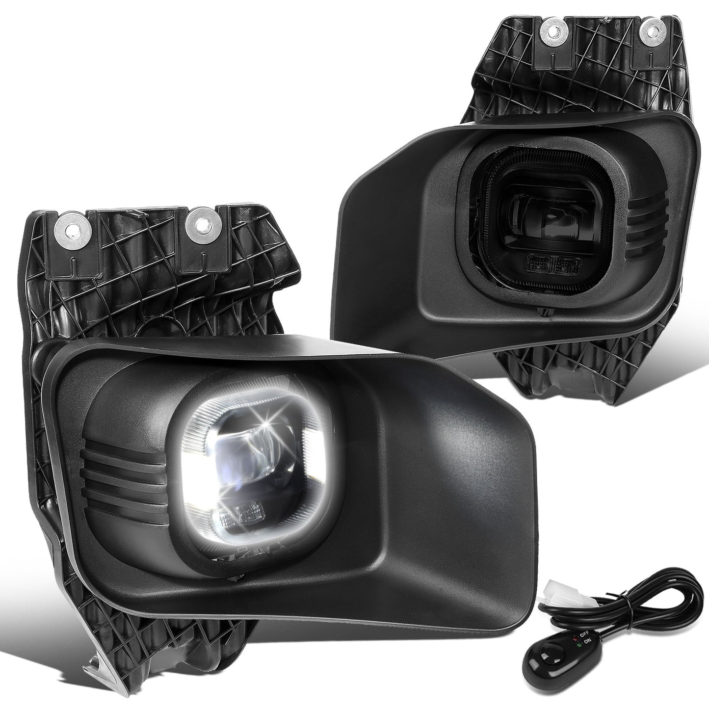 FAROS DE NIEBLA 11-16 FORD F-250, F-350, F-450, F-550 SUPER DUTY - PROJECTOR LED - WITH SWITCH, BLACK BEZEL - SMOKE