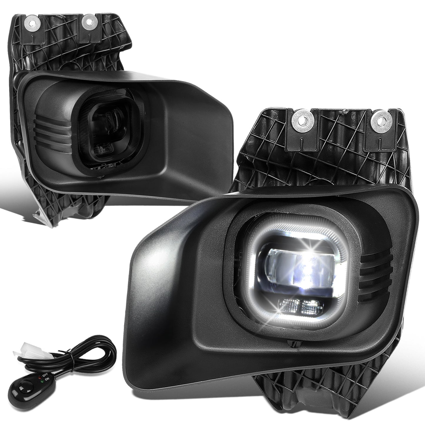 FAROS DE NIEBLA 11-16 FORD F-250, F-350, F-450, F-550 SUPER DUTY - PROJECTOR LED - WITH SWITCH, BLACK BEZEL - SMOKE