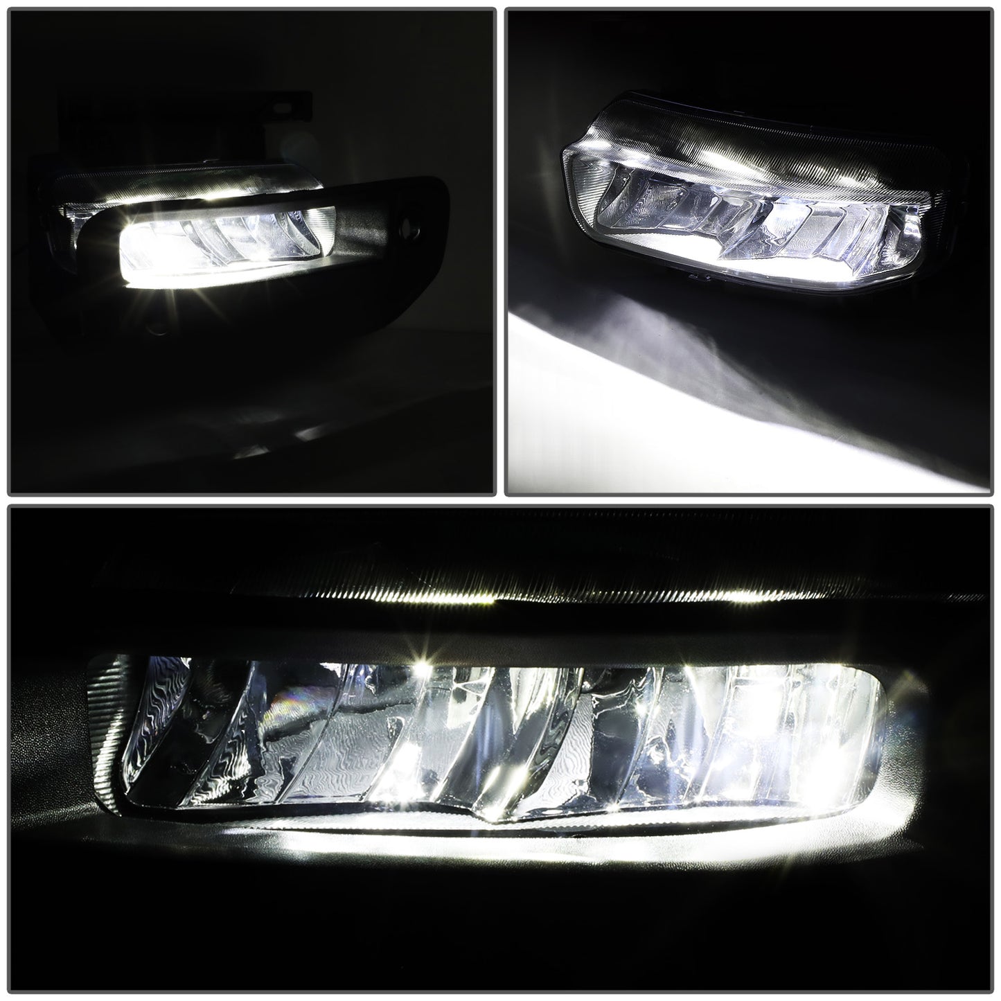 FAROS DE NIEBLA 19-22 RAM 1500 - FITS BIG HORN, HFE, LARAMIE, LIMITED, LIMITED LONGHORN, LONE STAR, REBEL, TRX, TRADESMAN - WILL FIT MODELS WITH PARKING SENSORS ONLY - LED - CHROME / CLEAR