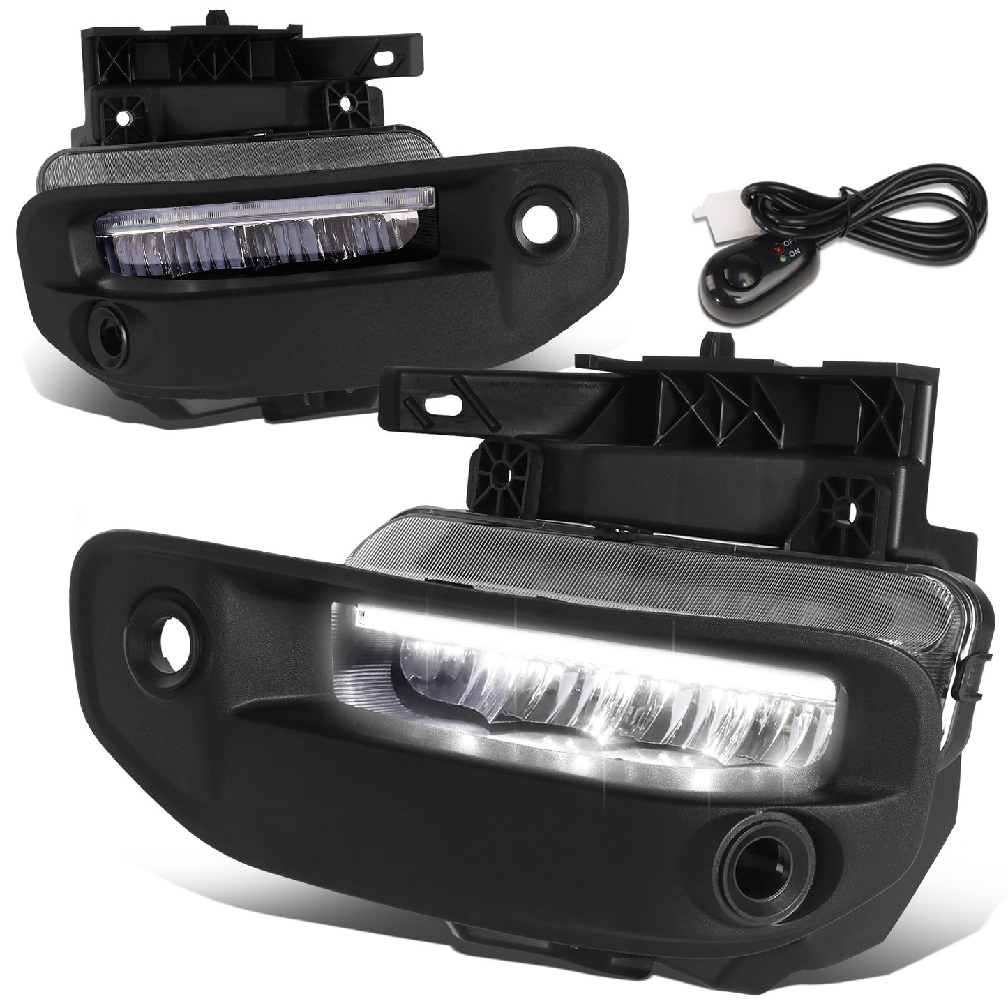 FAROS DE NIEBLA 19-22 RAM 1500 - FITS BIG HORN, HFE, LARAMIE, LIMITED, LIMITED LONGHORN, LONE STAR, REBEL, TRX, TRADESMAN - WILL FIT MODELS WITH PARKING SENSORS ONLY - LED DRL - CHROME / CLEAR