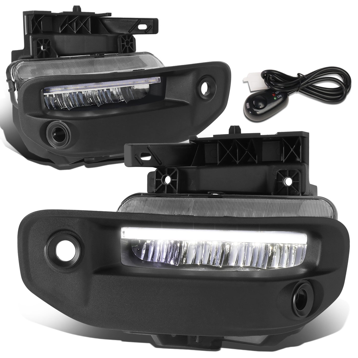 FAROS DE NIEBLA 19-22 RAM 1500 - FITS BIG HORN, HFE, LARAMIE, LIMITED, LIMITED LONGHORN, LONE STAR, REBEL, TRX, TRADESMAN - WILL FIT MODELS WITH PARKING SENSORS ONLY - LED DRL - CHROME / CLEAR