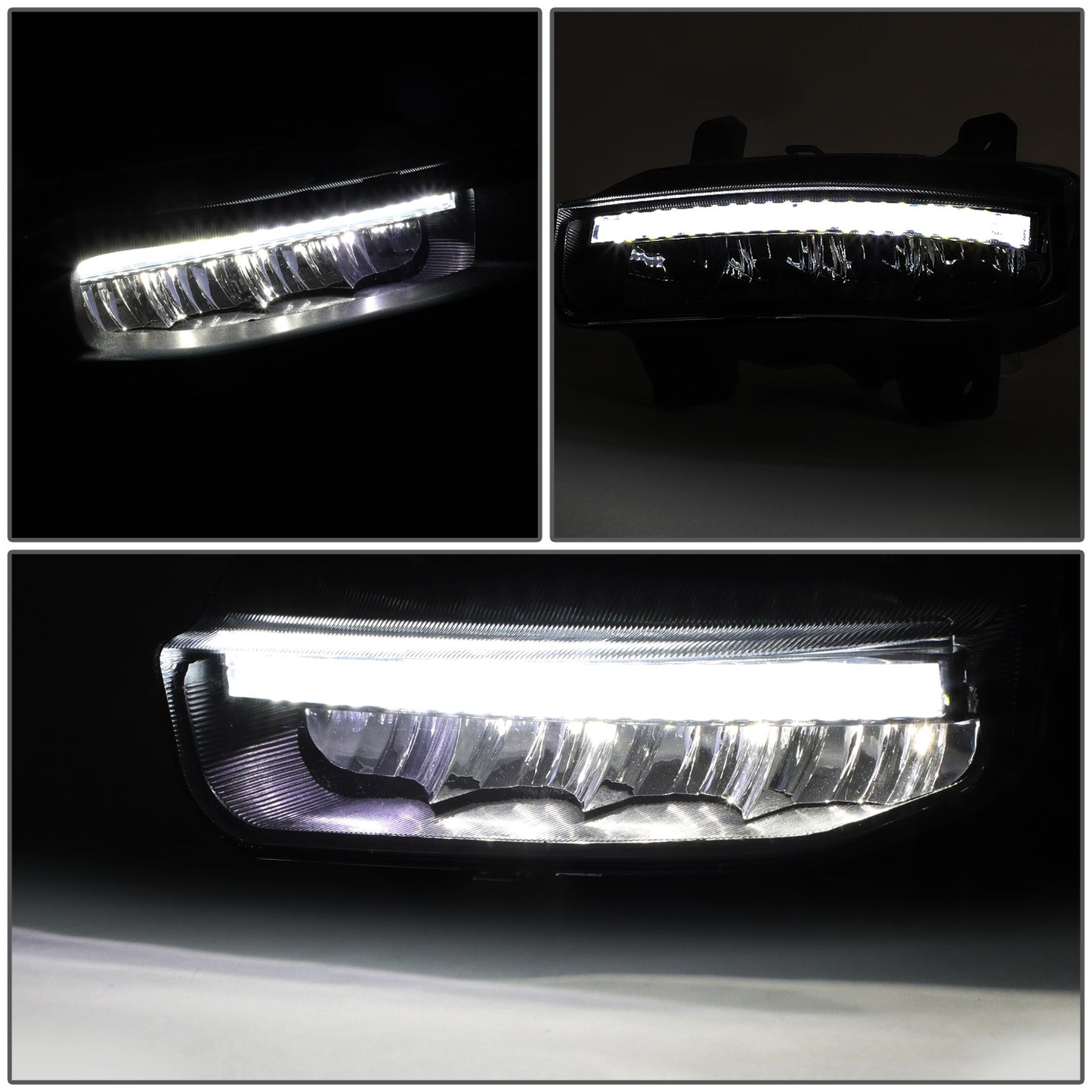 FAROS DE NIEBLA 19-22 RAM 1500 - FITS BIG HORN, HFE, LARAMIE, LIMITED, LIMITED LONGHORN, LONE STAR, REBEL, TRX, TRADESMAN - WILL FIT MODELS WITH PARKING SENSORS ONLY - LED DRL - SMOKED