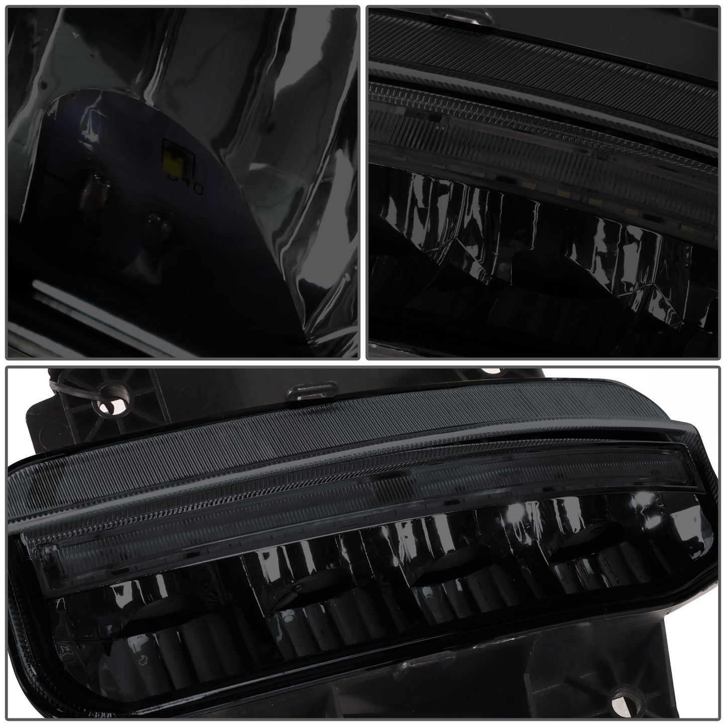 FAROS DE NIEBLA 19-22 RAM 1500 - FITS BIG HORN, HFE, LARAMIE, LIMITED, LIMITED LONGHORN, LONE STAR, REBEL, TRX, TRADESMAN - WILL FIT MODELS WITH PARKING SENSORS ONLY - LED DRL - SMOKED